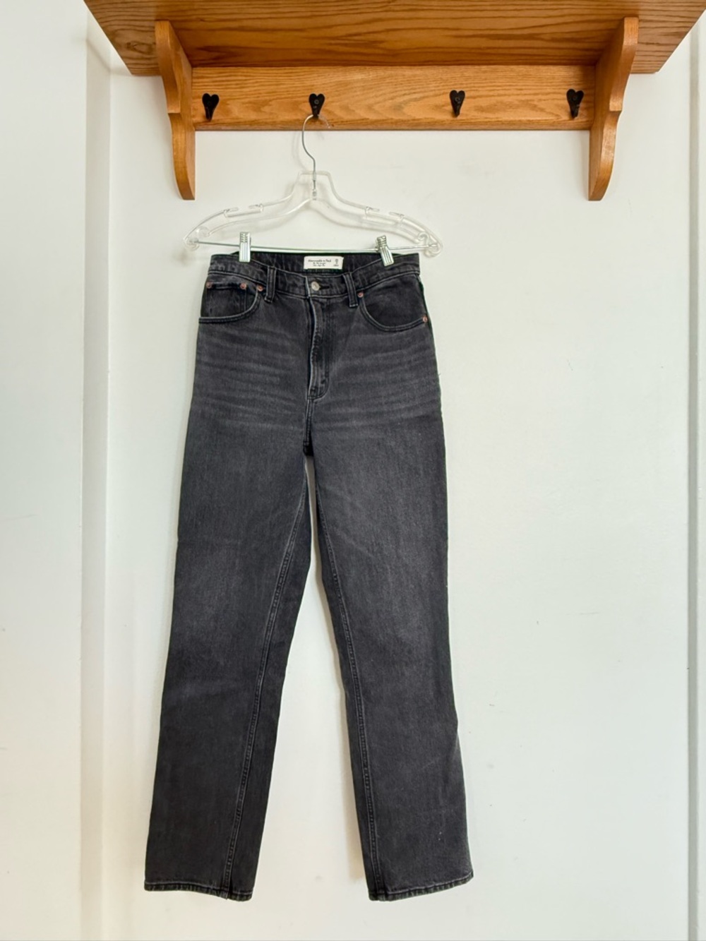 Abercrombie & Fitch Charcoal Black 90s Straight-Leg Ultra High Rise Jeans